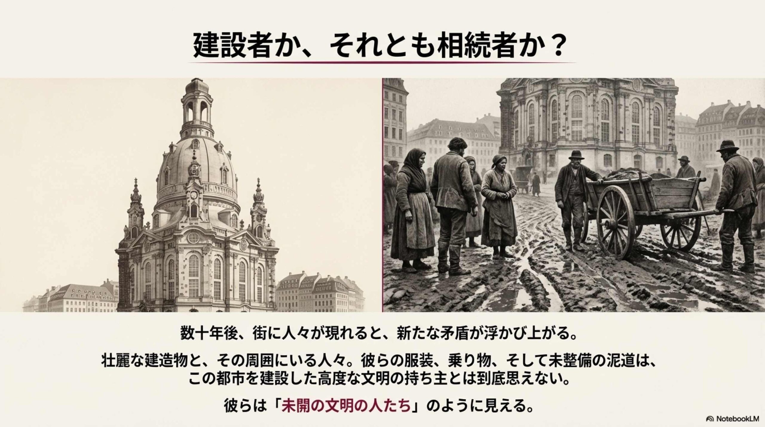 パリの凱旋門と当時の人々